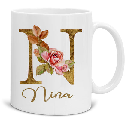 Tasse mit Monogramm Initiale & Name personalisiert als Geschenk - Namenstasse Buchstabentasse Alphabet zarto