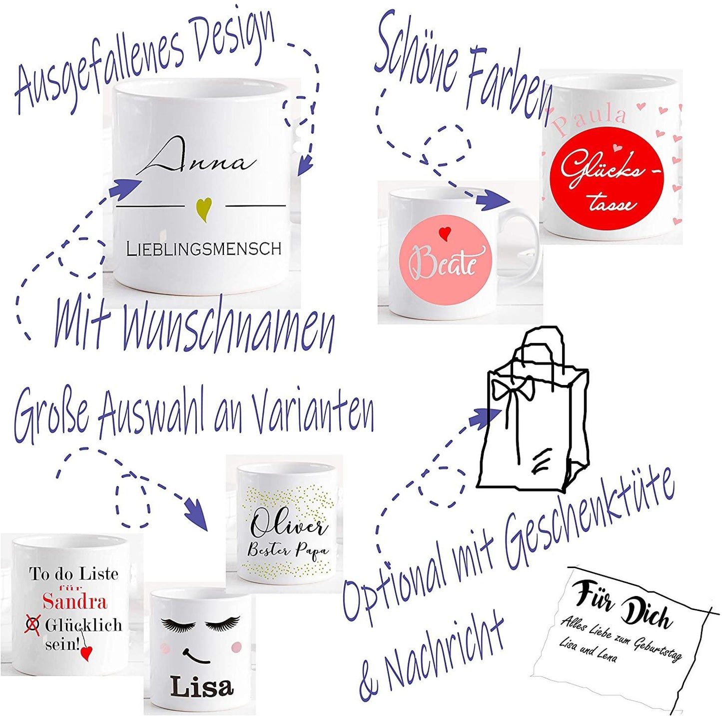 Tasse mit Spruch - Kaffeetasse Bürotasse personalisiert mit Namen - Danke Geschenk für Beste Freundin Schwester Papa Alltagsheld - Keramik