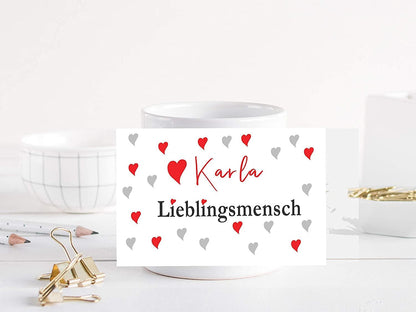 Valentinstag Tasse Lieblingsmensch mit personalisierten Namen - Namenstasse Zarto