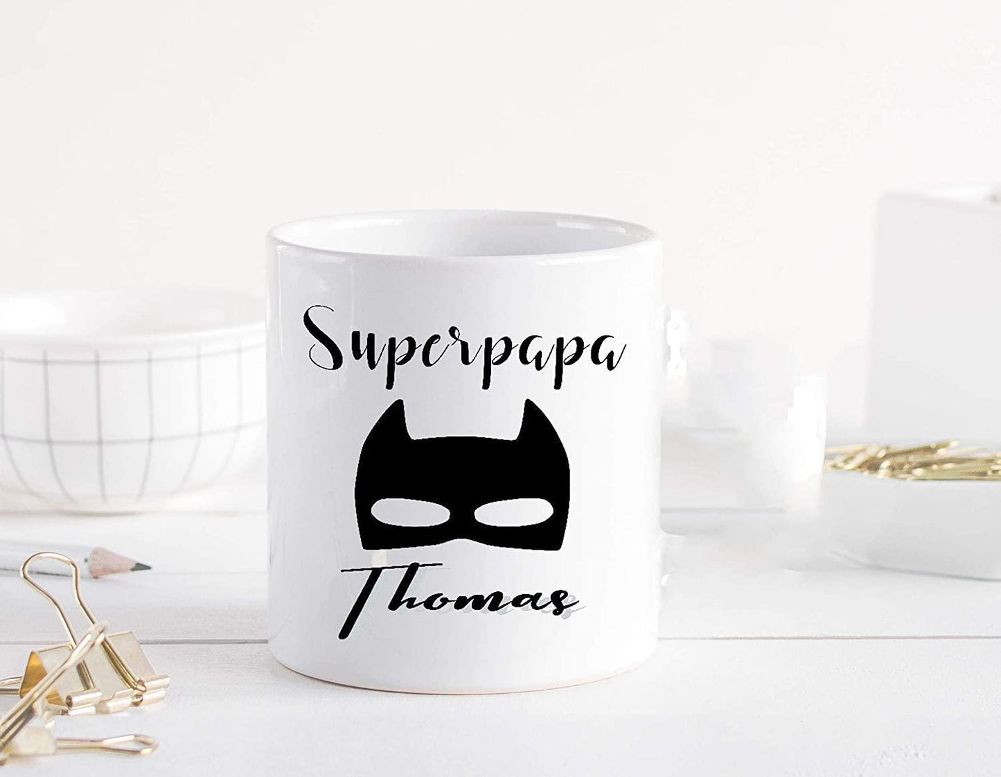Vatertag Tasse Papa Superheld personalisiert mit Namen - Vatertagsgeschenk