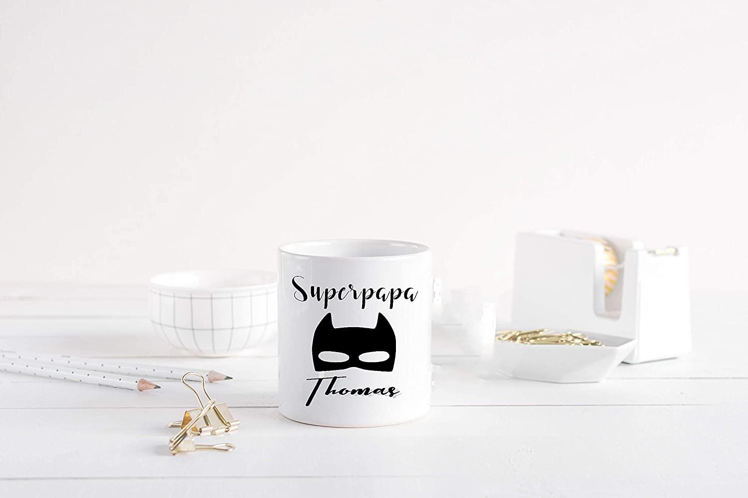 Vatertag Tasse Papa Superheld personalisiert mit Namen - Vatertagsgeschenk