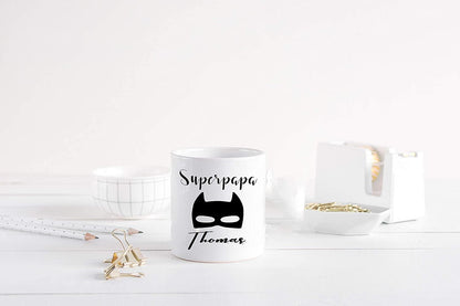 Vatertag Tasse Papa Superheld personalisiert mit Namen - Vatertagsgeschenk