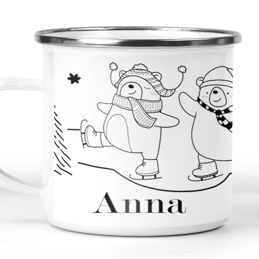 Weihnachtstasse Glühweintasse - Emaille Tasse - Kaffeebecher Weihnachten - personalisierte Tasse mit Wunschnamen Kinder - Christmas Mug - Weihnachts Glühwein Tassen Becher Zarto