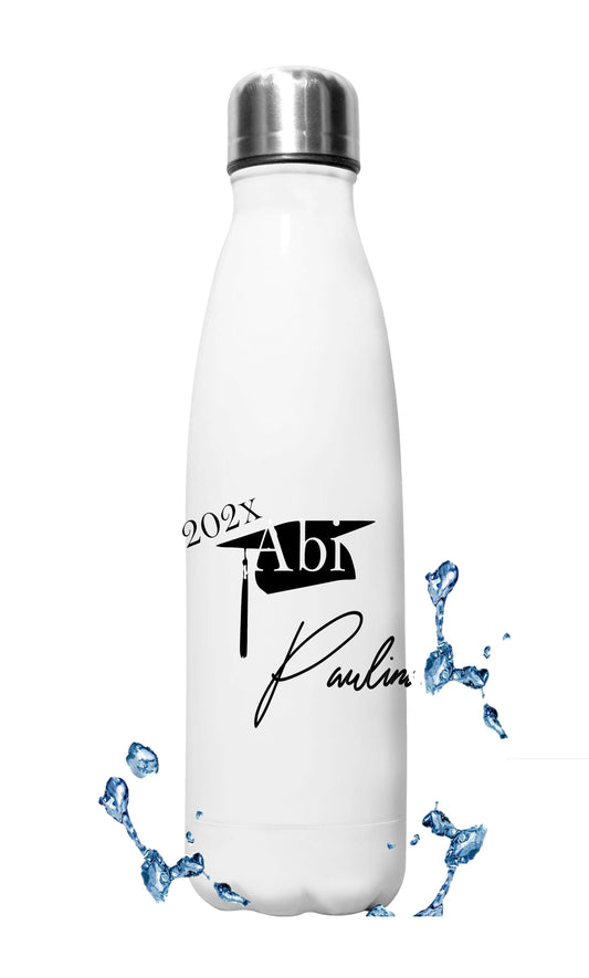 Geschenke zum Abitur - Geschenk-Idee für Abiturienten - Abitur Abi Trinkflasche Wasserflasche Edelstahl 750 ml - personalisiert mit Namen für Jungen/Mächen Sohn Tochter